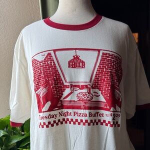 SAMPLE: Parker Goods Pizza Hut Screen Printed Retro Red Ringer Tee